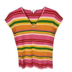 Max Mara 90s Y2K Italian Striped Cap Sleeve Baby Tee M